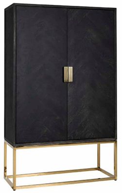 Casa Padrino Luxus Barschrank Schwarz / Gold 108 x 45 x H. 175 cm - Massivholz Schran