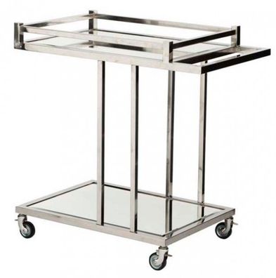 Casa Padrino Luxus Bar Trolley Servierwagen aus Edelstahl und Glas 78 x 46 x H. 79 cm