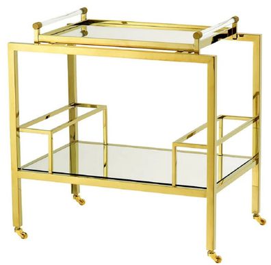 Casa Padrino Luxus Trolley Gold 72 x 47 x H. 72 cm - Edelstahl Servierwagen