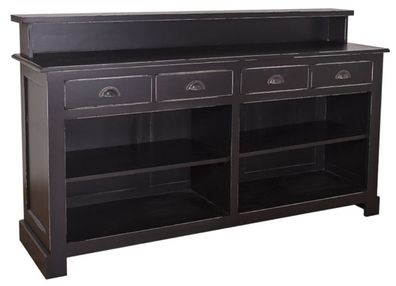 Casa Padrino Landhausstil Barschrank Antik Stil Schwarz 180 x 51 x H. 107 cm - Möbel