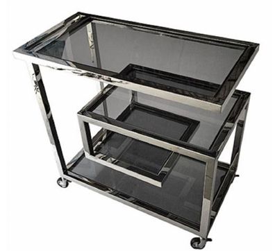 Casa Padrino Luxus Servierwagen Silber / Schwarz 83 x 42 x H. 78 cm - Hotel Restauran