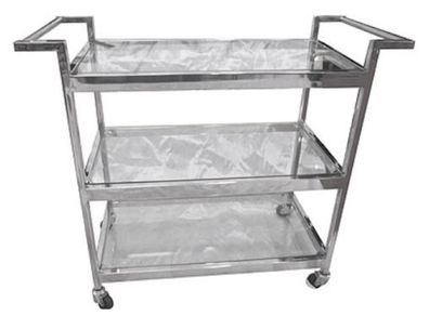Casa Padrino Luxus Servierwagen Silber 93 x 40 x H. 79 cm - Hotel Restaurant Gastrono