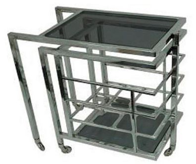 Casa Padrino Luxus Servierwagen Silber / Schwarz 72 x 42 x H. 77 cm - Hotel Restauran