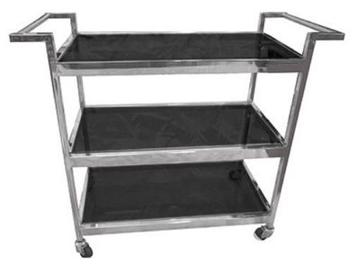 Casa Padrino Luxus Servierwagen Silber / Schwarz 93 x 40 x H. 79 cm - Hotel Restauran