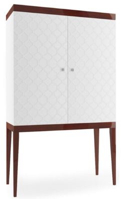 Casa Padrino Luxus Barschrank mit 2 Türen Weiß / Hochglanz Braun 111,2 x 45 x H. 185
