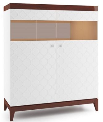 Casa Padrino Luxus Barschrank mit 2 Türen Weiß / Hochglanz Braun 111,2 x 45 x H. 132,