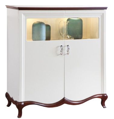 Casa Padrino Luxus Art Deco Barschrank Weiß / Dunkelbraun 114 x 46,5 x H. 123 cm - Be