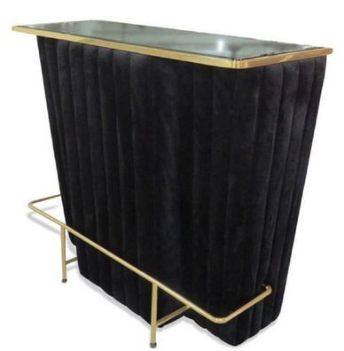 Casa Padrino Luxus Bartresen Schwarz / Gold 120 x 48 x H. 105 cm - Theke mit Glasspla