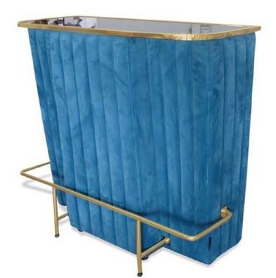 Casa Padrino Luxus Bartresen Blau / Gold 120 x 48 x H. 105 cm - Theke mit Glassplatte