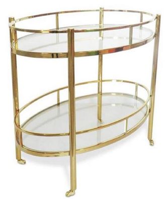 Casa Padrino Luxus Servierwagen Gold 70 x 47 x H. 77 cm - Edelstahl Trolley mit gehär
