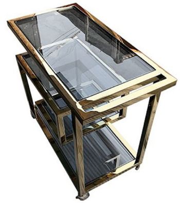 Casa Padrino Luxus Servierwagen Gold / Schwarz 83 x 42 x H. 78 cm - Edelstahl Trolley