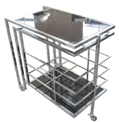 Casa Padrino Luxus Servierwagen Silber / Schwarz 77 x 42 x H. 78,5 cm - Edelstahl Tro