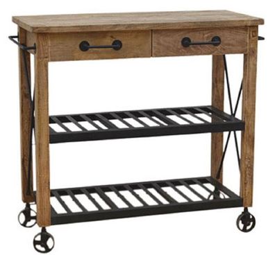 Casa Padrino Landhaus Stil Bar Trolley Naturfarben / Schwarz 106 x 48 x H. 103 cm - H