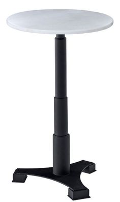 Casa Padrino Luxus Bartisch Weiß / Schwarz Ø 60 x H. 110 cm - Stehtisch mit runder Ma