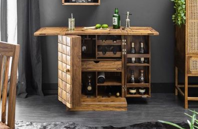 Casa Padrino Designer Barschrank Naturfarben / Braun 65-130 x 50 x H. 90 cm - Moderne
