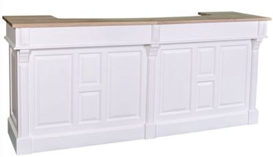 Casa Padrino Landhausstil Theke Weiß / Naturfarben 240 x 65 x H. 107 cm - Massivholz