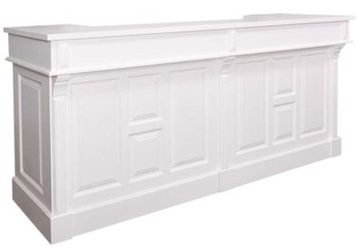 Casa Padrino Landhausstil Theke Weiß 240 x 65 x H. 107 cm - Massivholz Ladentheke mit