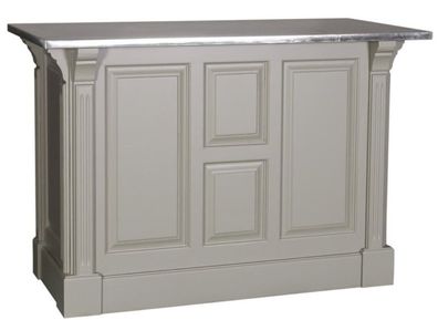 Casa Padrino Landhausstil Theke Grau / Silber 140 x 68 x H. 95 cm - Massivholz Theken