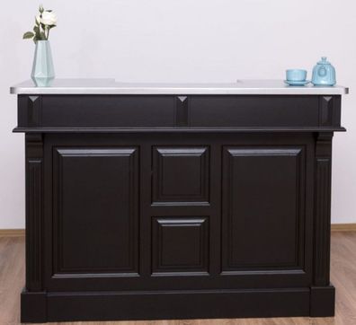 Casa Padrino Landhausstil Theke Schwarz / Silber 150 x 65 x H. 107 cm - Massivholz Th
