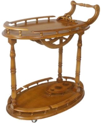 Casa Padrino Barock Servierwagen Braun 80 x 50 x H. 90 cm - Massivholz Trolley - Baro