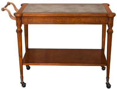 Casa Padrino Luxus Barock Servierwagen Hellbraun 102 x 52 x H. 77 cm - Massivholz Tro