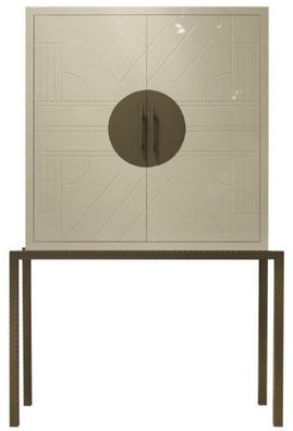 Casa Padrino Designer Barschrank Creme / Messing 120 x 40 x H. 190 cm - Edler Weinsch