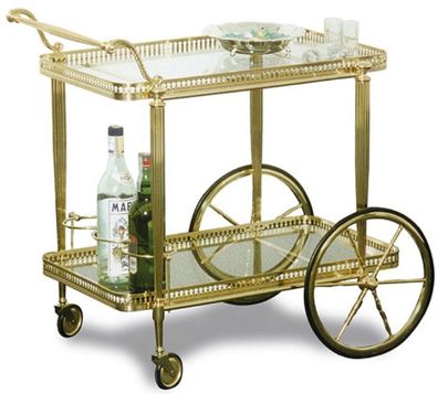 Casa Padrino Luxus Jugendstil Servierwagen Gold 75 x 46 x H. 60 cm - Edler Messing Tr