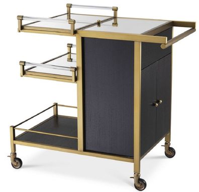 Casa Padrino Luxus Servierwagen Messingfarben / Schwarz 94,5 x 54 x H. 83,5 cm - Hote