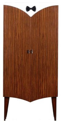 Casa Padrino Luxus Art Deco Barschrank Braun / Weiß / Schwarz 80 x 45 x H. 170 cm - M