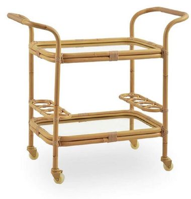 Casa Padrino Luxus Outdoor Servierwagen Naturfarben 89 x 45 x H. 82 cm - Wetterbestän