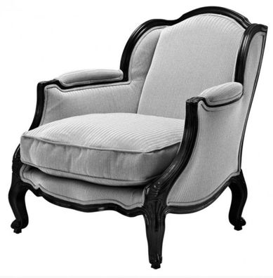 Casa Padrino Luxus Barock Lounge Sessel Schwarz / Grau Herringbone Mod5 - Hotel Möbel