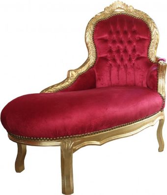 Casa Padrino Barock Kinder Chaiselongue Bordeaux/Gold - Kindermöbel