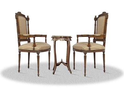 Casa Padrino Barock Wohnzimmerstuhl Set mit Beistelltisch - Barock Möbel