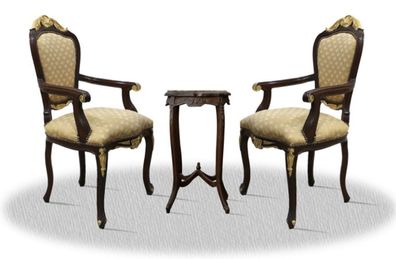 Casa Padrino Barock Esszimmerstuhl Set mit Beistelltisch - Barock Möbel