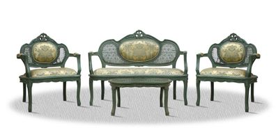 Casa Padrino Barock Salon Set mit Sitzbank 2 Stühlen und Tisch - Limited Edition