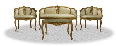 Casa Padrino Barock Salon Set mit Sitzbank 2 Stühlen und Tisch - Barock Hotel Möbel