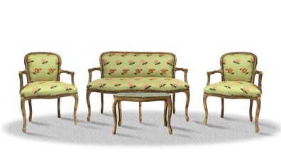 Casa Padrino Barock Salon Set Vintage Gold Hellgrün - Antik Stil