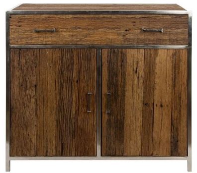 Casa Padrino Luxus Sideboard mit 2 Türen und 1 Schublade Braun / Silber 90 x 40 x H