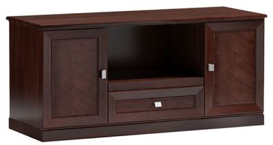 Casa Padrino Luxus Sideboard mit 2 Türen und Schublade Dunkelbraun / Silber 165 x 60
