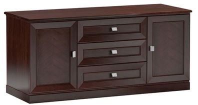 Casa Padrino Luxus Sideboard mit 2 Türen und 3 Schubladen Dunkelbraun / Silber 135 x