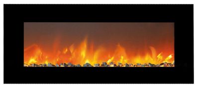 Casa Padrino Luxus LED Elektrokamin Schwarz 127 x 14 x H. 46,5 cm - Moderner breiter