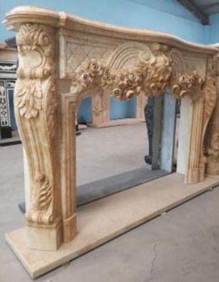 Casa Padrino Luxus Barock Kaminumrandung Beige 232 x 50 x H. 153 cm - Prunkvolle Kami