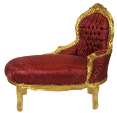 Casa Padrino Barock Kinder Chaiselongue Bordeaux Muster / Gold - Kindermöbel