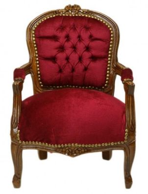 Casa Padrino Barock Kinder Stuhl Bordeaux Rot / Braun - Kindermöbel