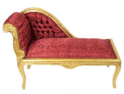 Casa Padrino Barock Kinder Chaiselongue Bordeaux Rot Muster / Gold Mod2 - Tron Barock