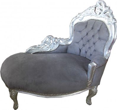 Casa Padrino Barock Kinder Chaiselongue Grau / Silber - Barock Möbel