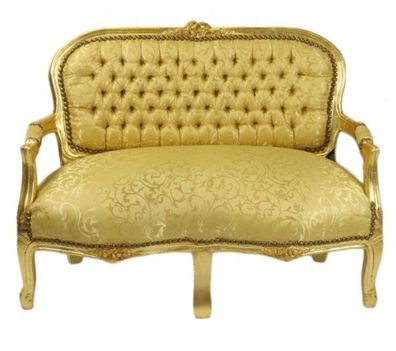 Casa Padrino Barock Kinder Sitzbank Gold Muster / Gold Antik Stil Kinder Sofa