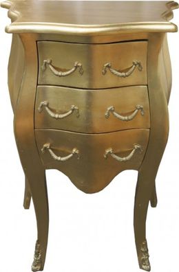 Casa Padrino Barock Kommode Gold H 70 cm, B 50 cm - Nachttisch Schrank mit 3 Schublad