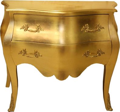 Casa Padrino Barock Kommode Gold 100 cm mit 2 Schubladen - Antik Stil Möbel Wohnzimme