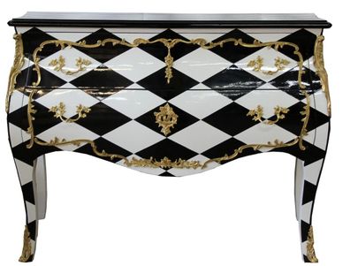 Casa Padrino Barock Kommode Karo Design 124 cm Antik Look